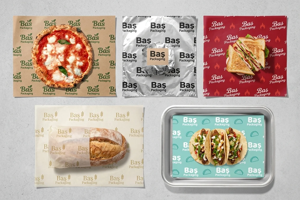 Papier d'emballage burger anti-graisse et papier de panier personnalisés avec logo