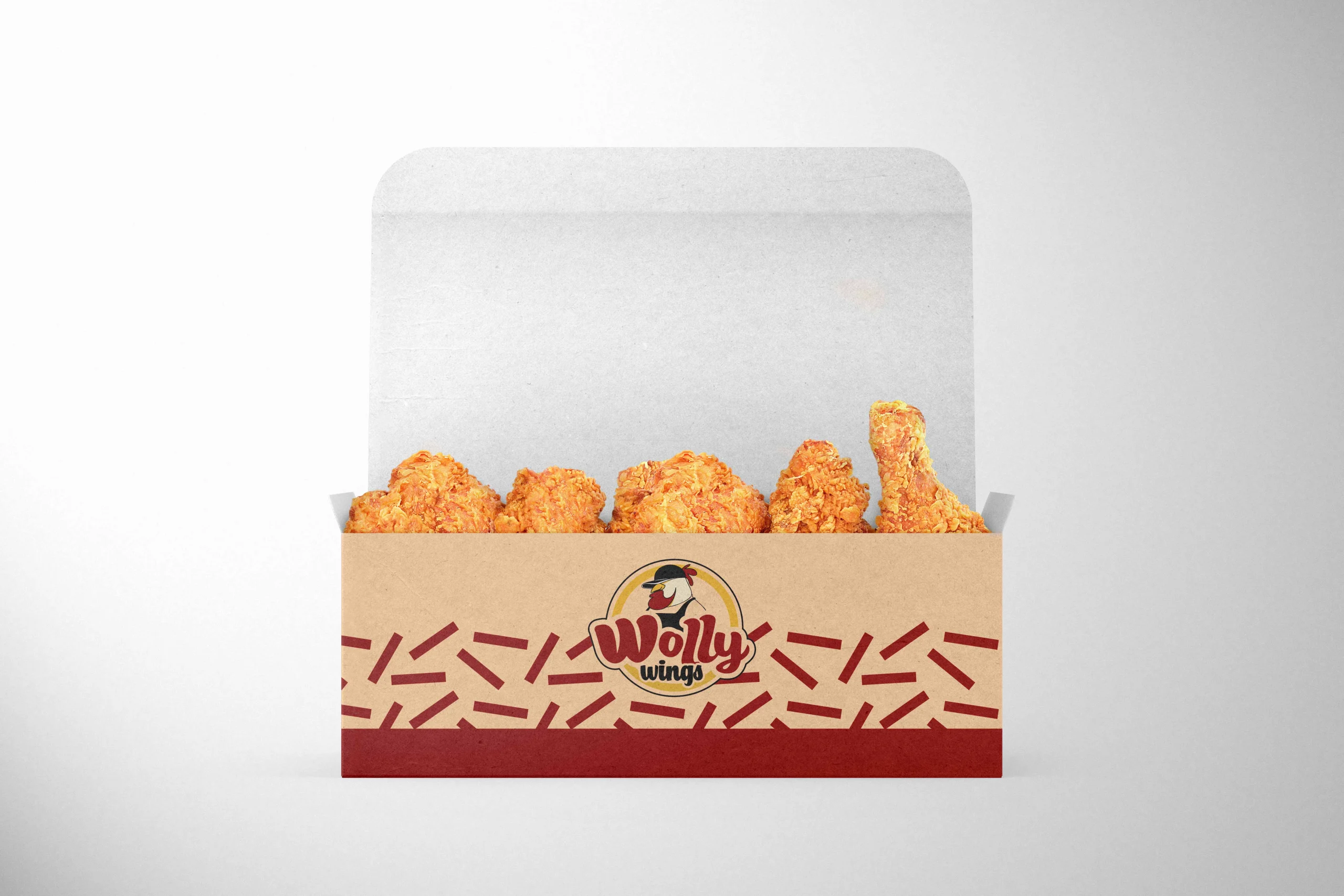 Boîte à poulet en kraft personnalisée avec logo de marque remplie de poulet frit